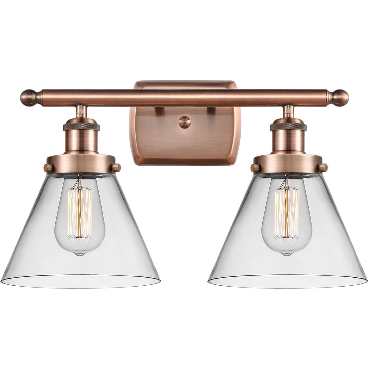 Innovations Lighting  916-2W-AC-G42-LED Ballston Large Cone Bathroom Vanity Light Antique Copper