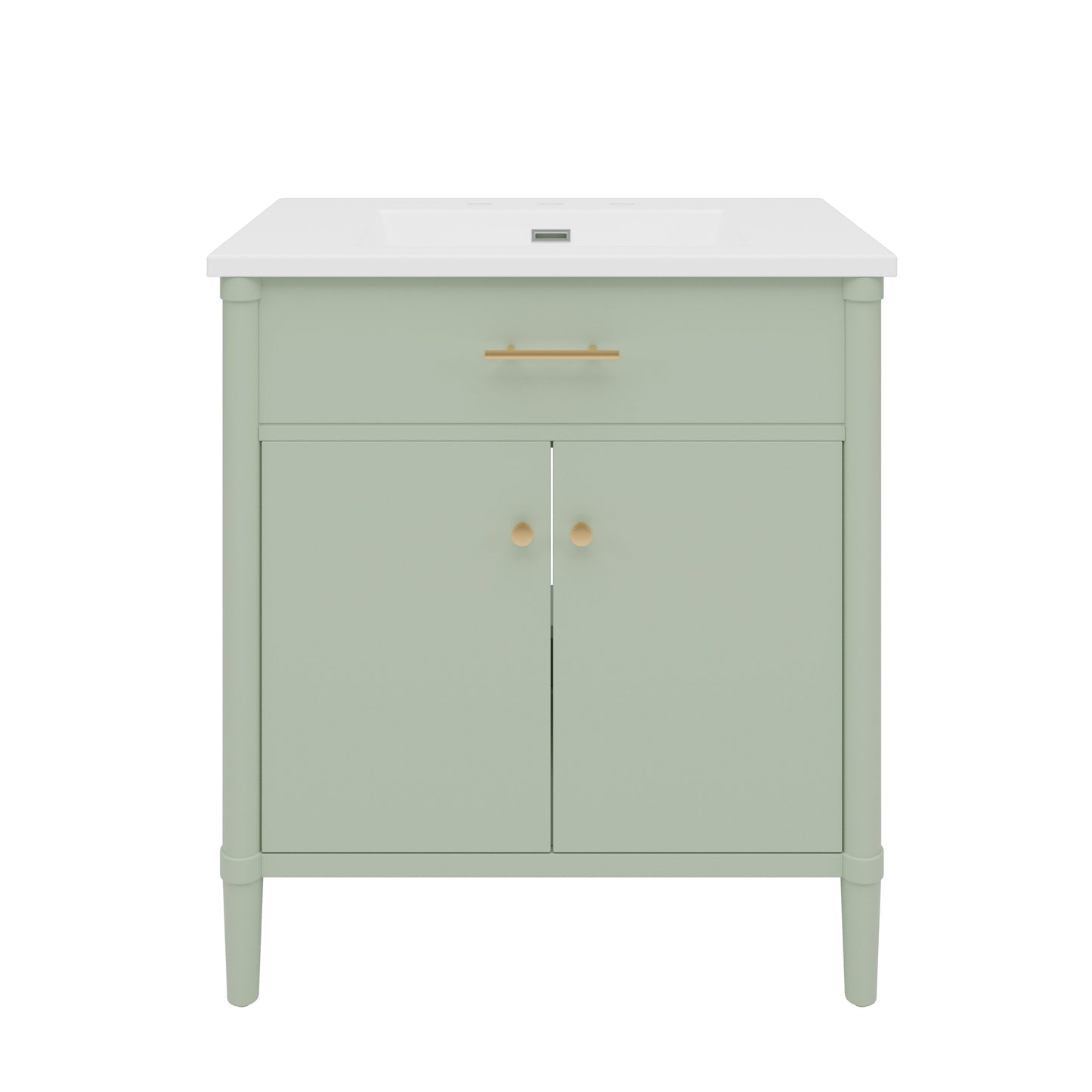 Iseryn 31-in Green Undermount Single Sink Bathroom Vanity with White Ceramic Top