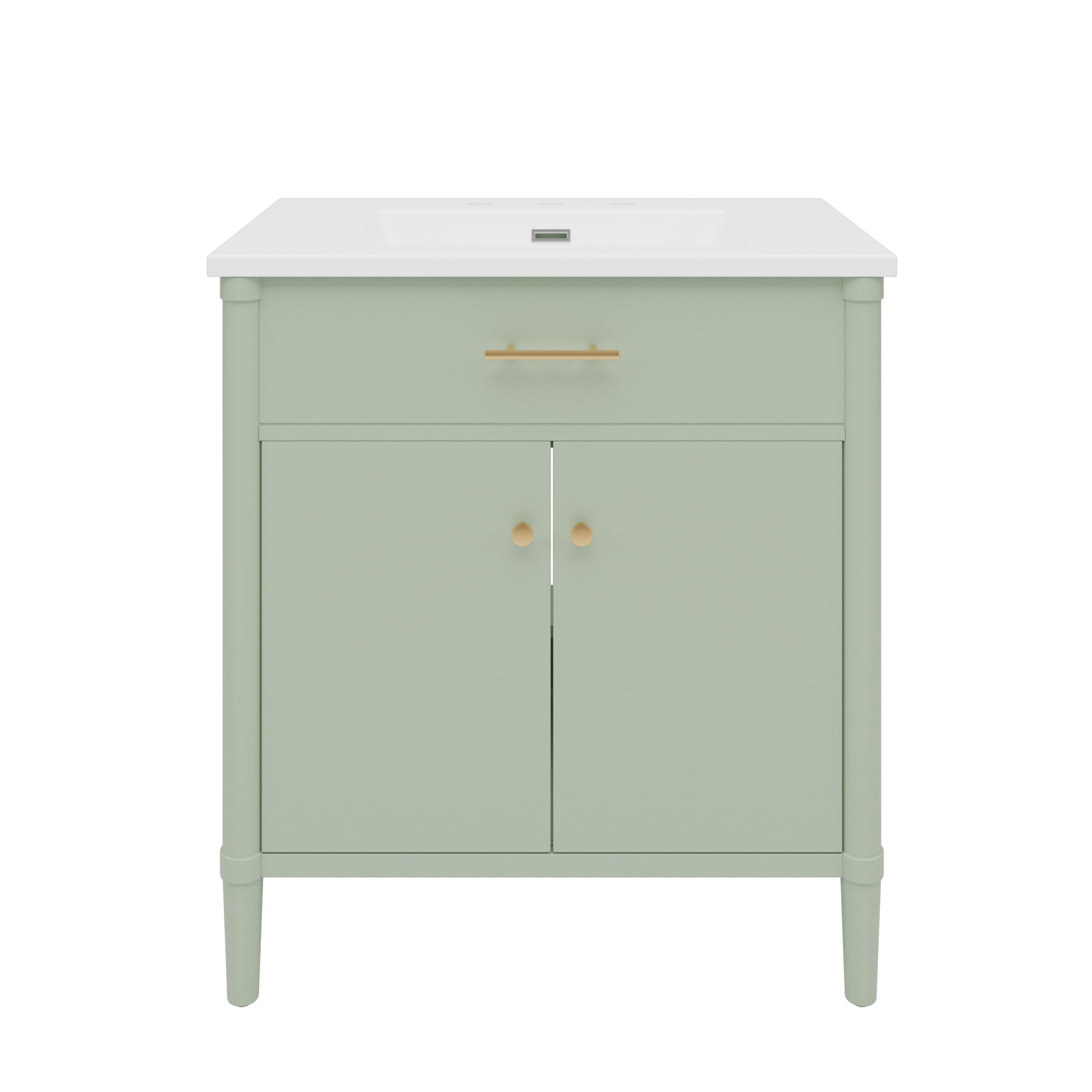 Iseryn 31-in Green Undermount Single Sink Bathroom Vanity with White Ceramic Top