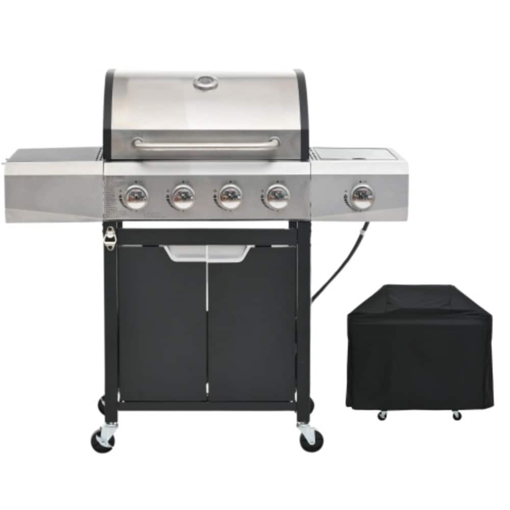 Poly furniture Gas Gills Silver 4 -Burner Liquid Propane Gas Grill
