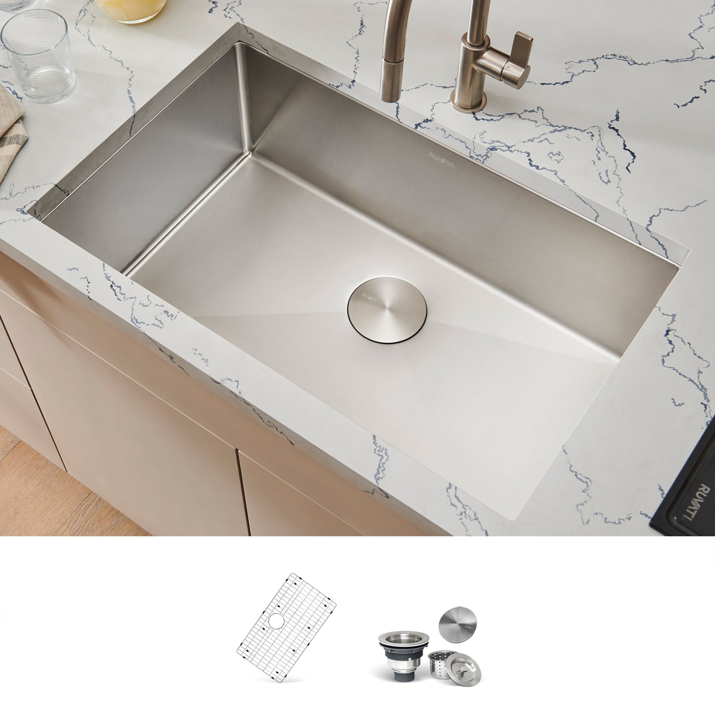 Ruvati Gravena Undermount 28-in x 19-in Stainless steel Single bowl 16 -Gauge Kitchen Sink