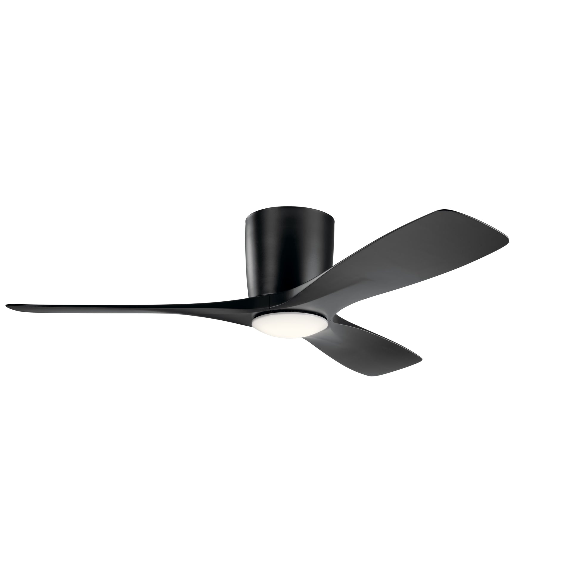 Kichler Volos 48-in Satin Black with Satin Black Blades Integrated LED Flush Mount Ceiling Fan With Light 3 -Blade