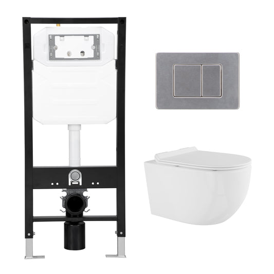 Eridanus Capri Crisp White Elongated Custom height Wall-hung Rough-In 1.6 GPF Dual Flush Soft Close 2-piece Toilet