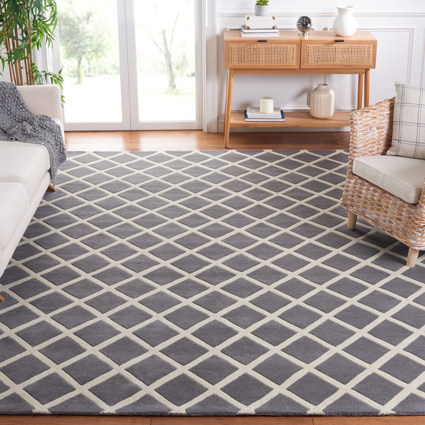 Safavieh  Cht718 Dark Gray/Ivory Contemporary 8ft-9in x 12ft Large Rectangle Rug