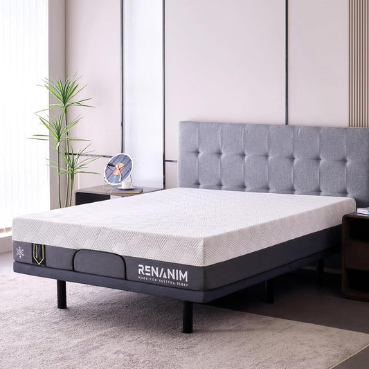 Renanim  Twin XL 14-inch Cooling Gel Memory Foam Medium Soft Hybrid Mattress in a Box - Breathable Bed Mattress for Cooler  Supportive Sleep