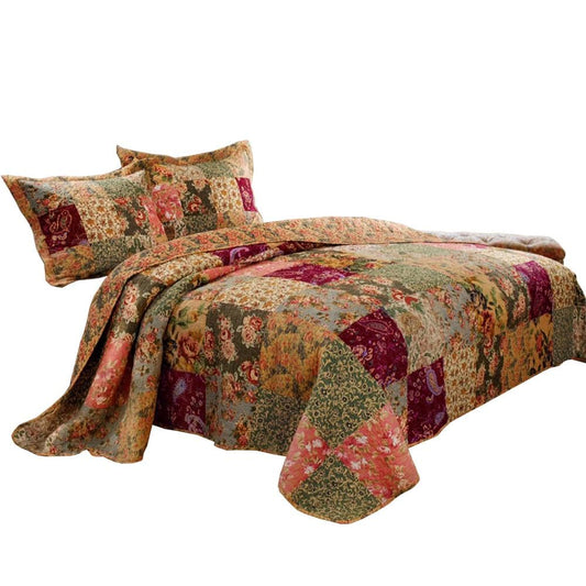 Benzara 3 -Piece Multicolor King Quilt Set