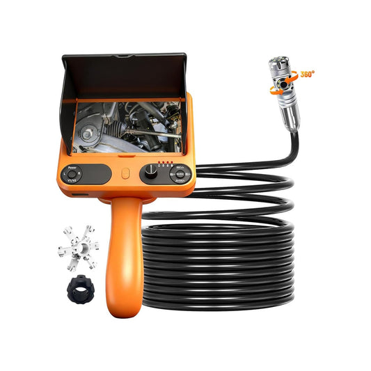 Anysun Dual Camera 360 Rotating Endoscope Inspection Camera IP68 Waterproof with 7 Inch HD Screen and Light 32ft 6MM Semi Rigid Cable for Multi Purpose Use