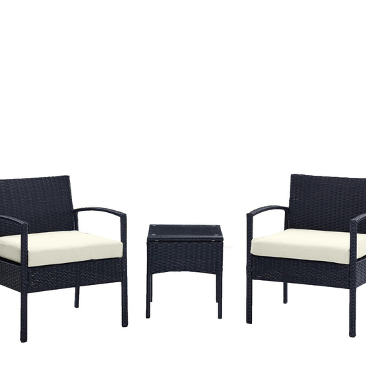 Lycvki 3 -Piece Patio Conversation Set with Gray Cushions