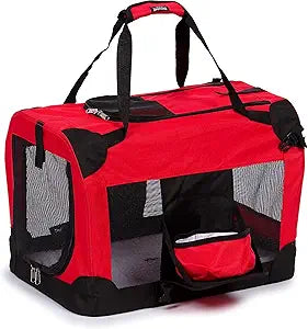 Pet Life Deluxe Vista-View 360 Degree Dual-Entrance Zippered Collapsable Soft Folding Pet Dog Crate with Built-in Tray and Travel Pet Bowl