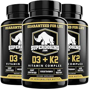Best Value, Max Strength 10,000 iu Vitamin D3 and 1500 mcg Vitamin K2 Supplements 3 Bottle Pack. D3K2 Vitamins and Supplements for The Health. D3-K2 MK4 Capsules, Best K2D3 Vitamin for Immune System