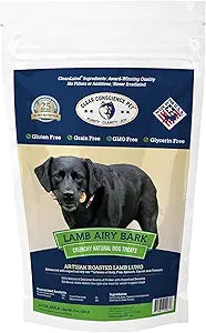 CLEAR CONSCIENCE PET Lamb Airy Bark Light Crunchy Lamb Lung Dog Treats, Dehydrated Training Bites with Kelp, Carrot, Tomato, Spinach and Flaxseed, High Protein Low Carb, Grain Free, USA Made, 8 oz