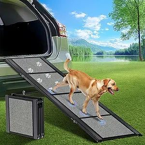Dog Ramp for Car Large Folding Pet Stair Ramps for Truck, SUV, with Non-Slip Surface, Up to 250LBS, Outdoor Dog Car Ramp for Medium & Large Dogs, Portable Pet Steps