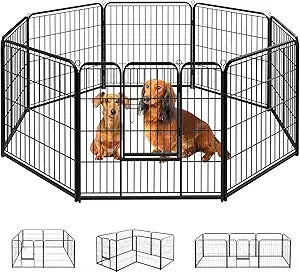 SMUG Heavy-Duty Iron Dog Playpen 8 Panels 40 Durable, Rust-Resistant Pet Fence for Indoor & Outdoor Use, Secure & Spacious Pet Play Area for Dogs, Puppies & Small Animals