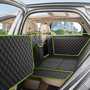 Pecute Dog Car Seat Cover for Back Seat 53.54 * 23.62 in, Car Window Fixing for Maximum Car Protection, Leather Fabric Back Seat Extender for Dogs, Waterproof & Scratch-Resistant, Support to 330 lbs