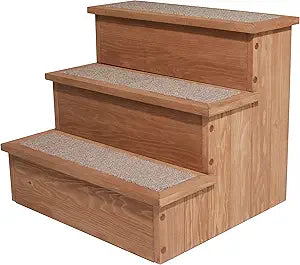 zoovilla PTR0082212010 Yorkshire Pet Step with Storage, Wood Bedside Ramp with Storage, Natural Wood, 15.55 D x 17.50 W x 14.76 H
