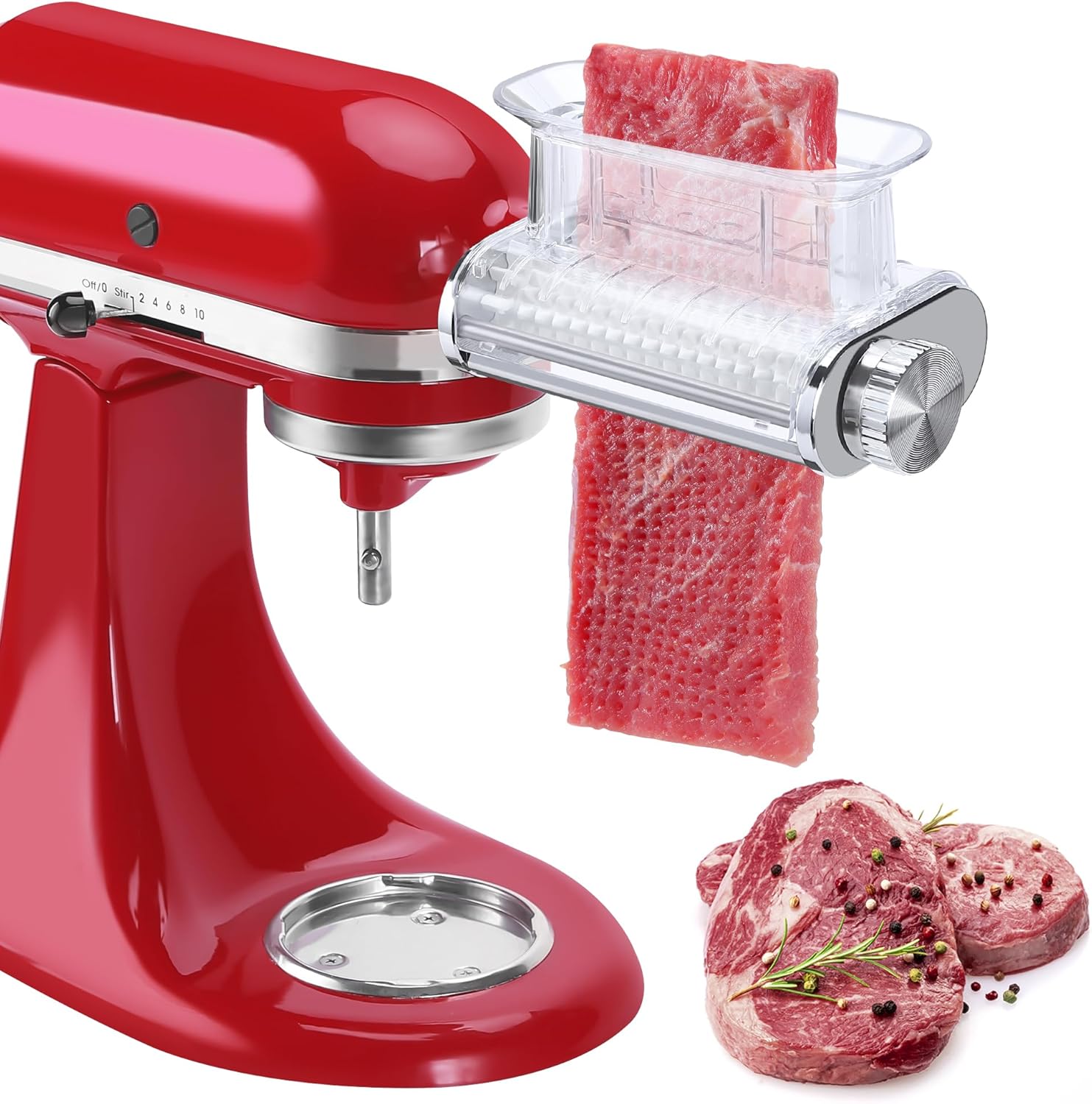 Meat Tenderizer Attachment for Kitchenaid Stand Mixers, 3 Adjustable Thickness, Meat Tenderizer Machine with Transparent Cover, Meat Cuber Accessories for Kitchen aid, Dishwasher Safe
