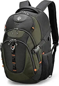 Swissdigital Design Laptop Backpack, Travel Backpack with USB Charging Port Fits 15.6 inches Computer, 31L College School Bookbag for Men,Olive/Black | SD803-26