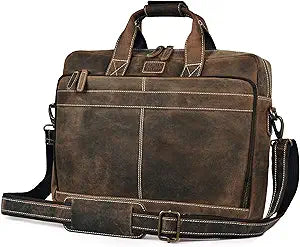 LEATHER VILLAGE 16' Leather Laptop Messenger Briefcase Bag for Men-Leather Satchel for Travel and Office Shoulder Bag- Rustic Brown