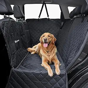 Dog Car Seat Cover for Back Seat with Door Protection, Waterproof Dog Seat Hammock, Soft-Padded Pet Car Seat Cover for SUVs & Sedans (Black)