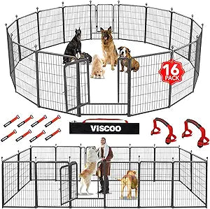 Dog Playpen Outdoor, 16 Panels 40' High Metal Dog Fence with Gate, Pet Fence for Large/Small Dogs, Portable Dog Fence for RV Camping, Yard