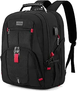 LOVEVOOK Travel Laptop Backpack Waterproof Anti Theft with Lock and USB Charging Port Large Computer Business Backpack for Men Women College (17 inch, Black)