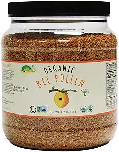 Greenbow Organic Bee Pollen - 100% USDA Certified Organic, Non-GMO, Halal, Kosher Certified, Pure & Natural Bee Pollen - Superfood Packed with Proteins, Vitamins & Minerals - Gluten Free - 1,000g