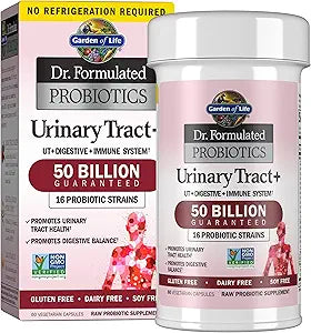 Garden of Life Dr. Formulated Probiotics Urinary Tract+ - 50 Billion CFU - Supports Digestive, Immune & Urinary Tract Health - Shelf Stable - 60 Vegetarian Capsules