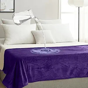 Waterproof Pet Blanket, Liquid Pee Proof, Sherpa Fleece Protector Pet Hair Resistant Water Proof Bed Cover for Dogs Couch Sofa Car Bedding Comforter (Purple, 60'x80')