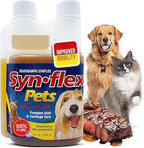 Concentrated Liquid Glucosamine for Dogs & Cats with Chondroitin: 1500mg High Potency, Boswellin, Yucca, Manganese for Mobility Support - USA Made, Beef Flavor