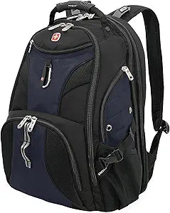 SwissGear 1900 ScanSmart 17 Laptop Backpack Blue/Black Reflective Tech Backpack with ScanSmart Compartment Multiple Organizer Pockets & RFID Scan Blocking Technology