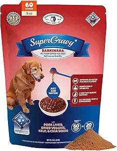 CLEAR CONSCIENCE PET Barkinara SuperGravy Natural Dog Food Gravy Topper, Hydration Broth Mix, Gluten and Grain Free Kibble Seasoning Powder Topper for Picky Eaters (9 oz. (60 Scoop))