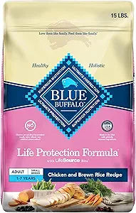 Blue Buffalo Life Protection Formula Adult Small Breed Dry Dog Food, Supports High Energy Needs, Made with Natural Ingredients, Chicken & Brown Rice Recipe, 15-lb Bag