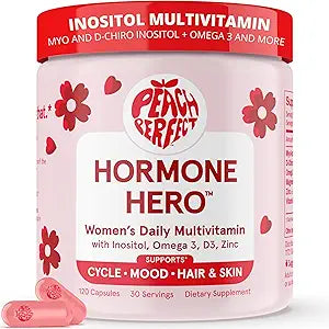 Peach Perfect Inositol Multivitamin â€“ Myo-Inositol & D-Chiro 40:1 Blend, Omega-3, Vitamin D3, Magnesium, Zinc â€“ Supports Womenâ€™s Health, Mood, Energy, Supplement â€“ 30 SVG