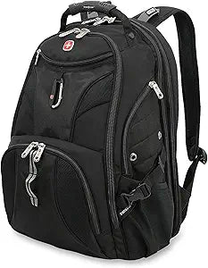 SwissGear 1900 ScanSmart 17 Laptop Backpack Black Reflective Tech Backpack with ScanSmart Compartment Multiple Organizer Pockets & RFID Scan Blocking Technology