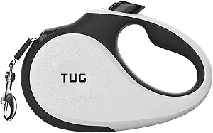 TUG XL 360 Tangle-Free Retractable Dog Leash with Anti-Slip Handle | 26 ft Strong Nylon Tape | One-Handed Brake, Pause, Lock (Extra Large, White)