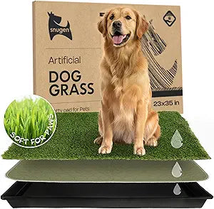 Dog Grass Pad with Tray 23 x35 Artificial Grass Pad for Dogs Potty with Pee Pads Washable & Puppy Porch Potty Tray Dog Litter Box Indoor & Outdoor with Pet Turf for Puppy Toilet Training