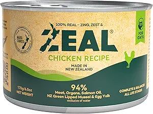 ZEAL New Zealand Wet Cat Food High Protein, Grain-Free with Superfoods (Chicken, 6oz Can, 12-Pack)