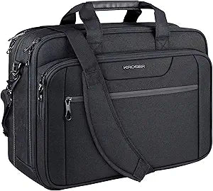 KROSER Laptop Bag Expandable Laptop Briefcase Fits Up to 17.3 Inch Laptop Water-Repellent Shoulder Messenger Bag Computer Bag for Travel/Business/Men/Women-Black