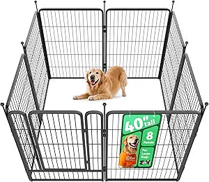 FXW Rollick Unleashed Dog Playpen for Indoor, Yard, RV Camping, 40 inch 8 Panels for Medium and Large Dogs, Black Patented