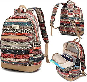 Kinmac New Bohemian Laptop Backpack with Massage Cushioned Straps Travel Outdoor Backpack for Laptop Up to 15.6 Inch