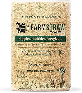 FarmStraw Coarse Cut, 3 cu ft (25 lb) Expands to 10+ cu ft Wheat Straw Bedding for Homesteads, Hobby Farms & Small Pets Dust-Free, Absorbent, Fluffy, Insulating, Sustainably Sourced