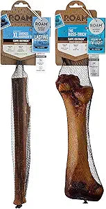 ROAM Pet Treats Ostrich Bones for Dogs Femur Bone and XL Marrow Dog Bone Pack of 2 for Large Breeds Long Lasting Ostrich Dog Bones