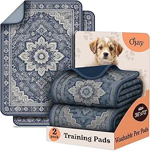 Super Absorbent Washable Pee Pads for Dogs (2-Pack) Reusable Puppy Training Pads, 100% Waterproof & Leakproof Dog Pee Pads with Non-Slip Backing Durable, Quick-Dry Pet Pads for Crates & Floors